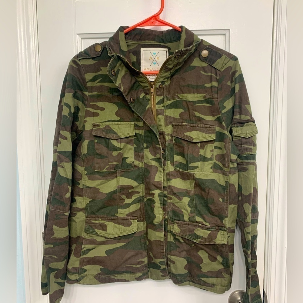 Angel Kiss Zip Up Lightweight Camouflage Jacket Size Medium 90’s Grunge